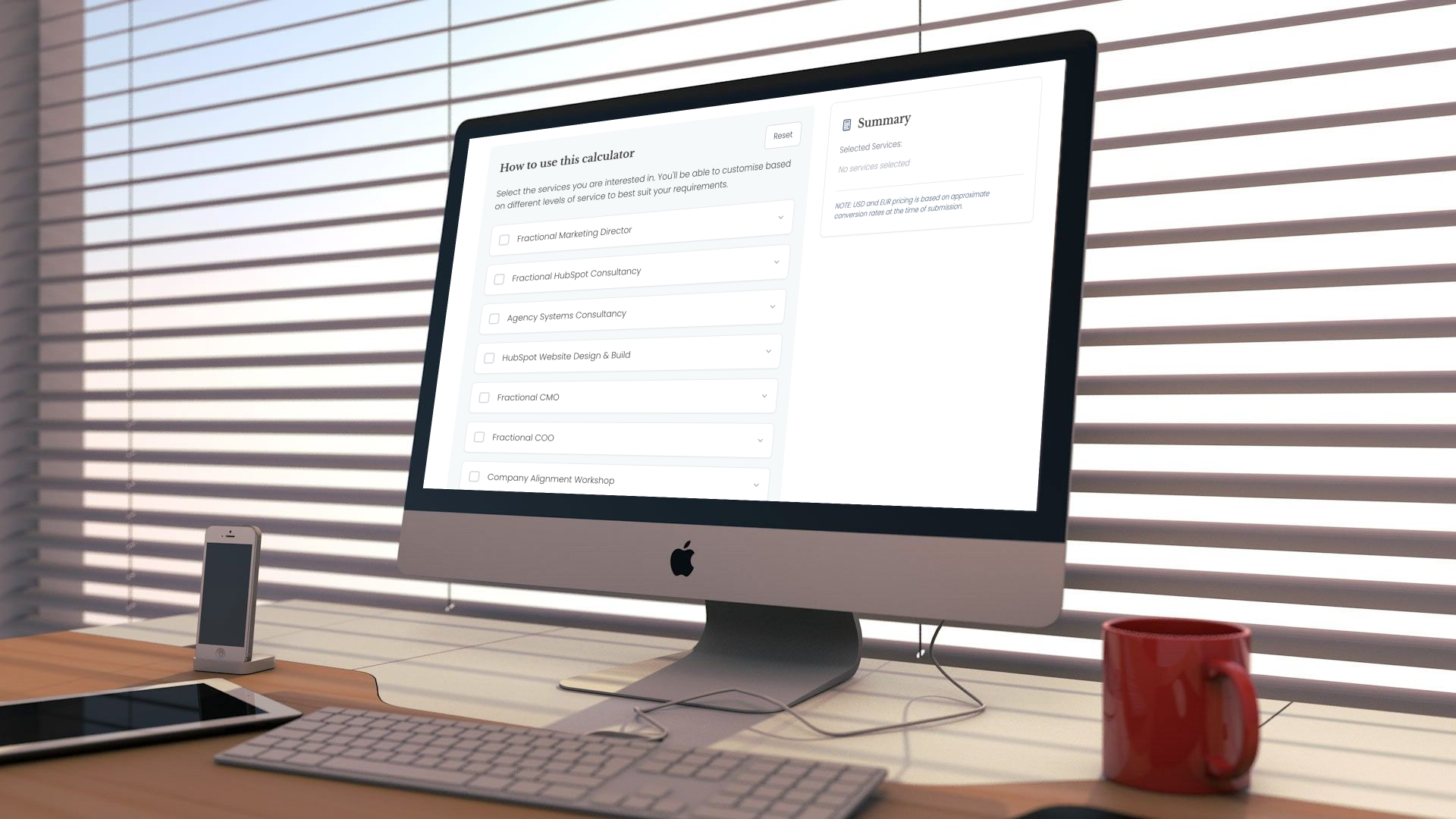 Instant marketing services pricing calculator