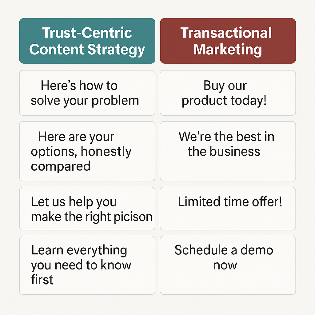 Flowchart of traditional inbound marketing showing four funnel stages: Attract, Convert, Close, and Delight, each with examples of tactics like SEO, gated content, and email nurturing.